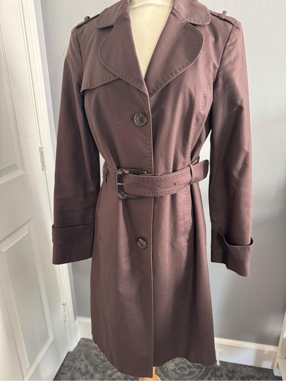 Kenneth Cole Reaction Brown Belted Cotton Trench Coat M
